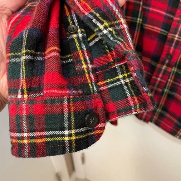 LL Bean Women’s Scotch Plaid Flannel Tunic, Relaxed, size Large - Picture 3 of 5